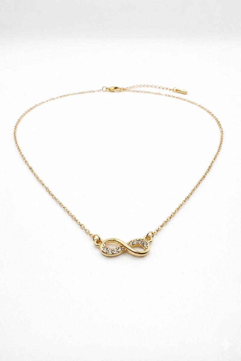 Infinity Pendant Necklace with Zircon Accents (18kt Gold Plated)