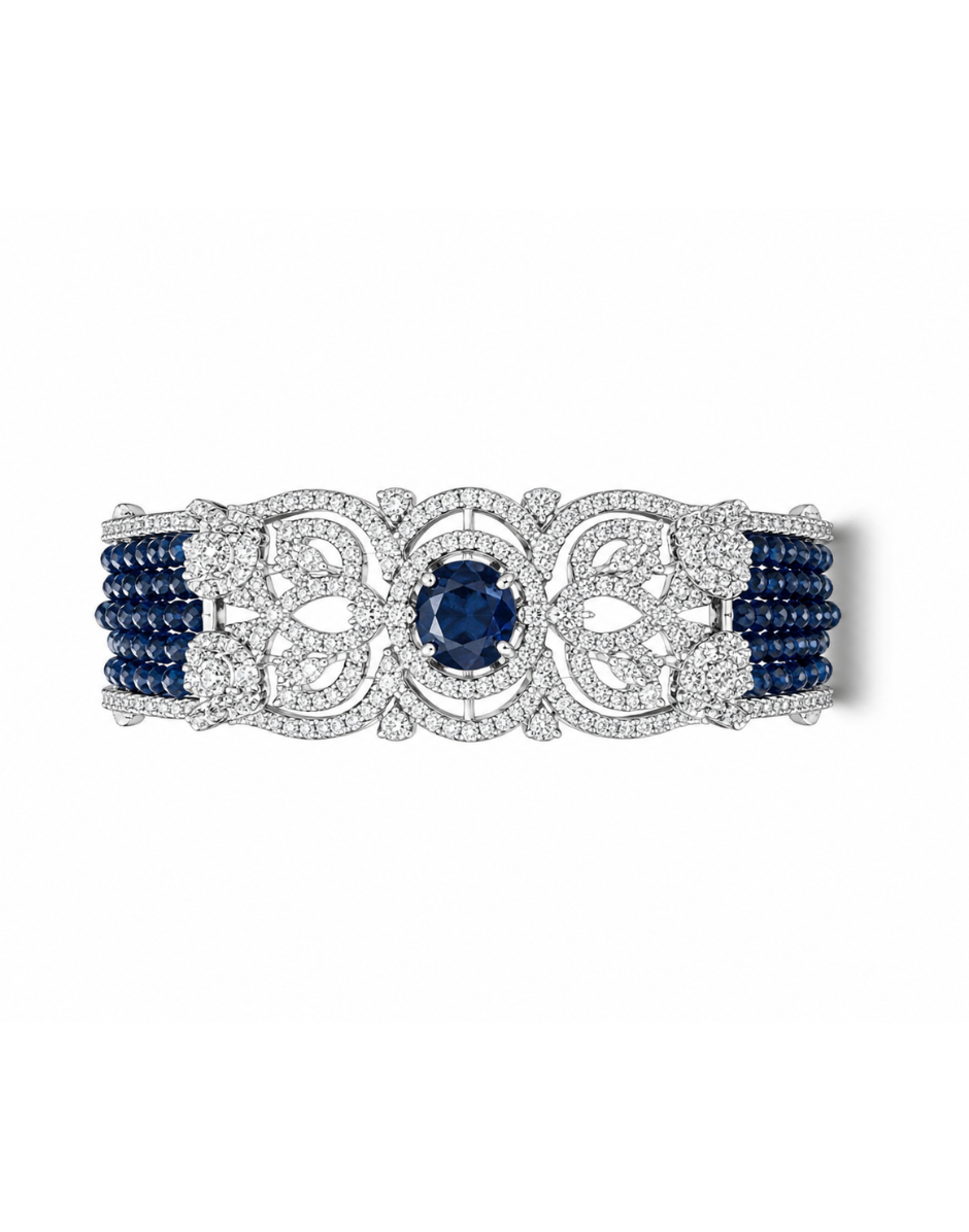 Midnight Sapphire Luxe Statement Bracelet