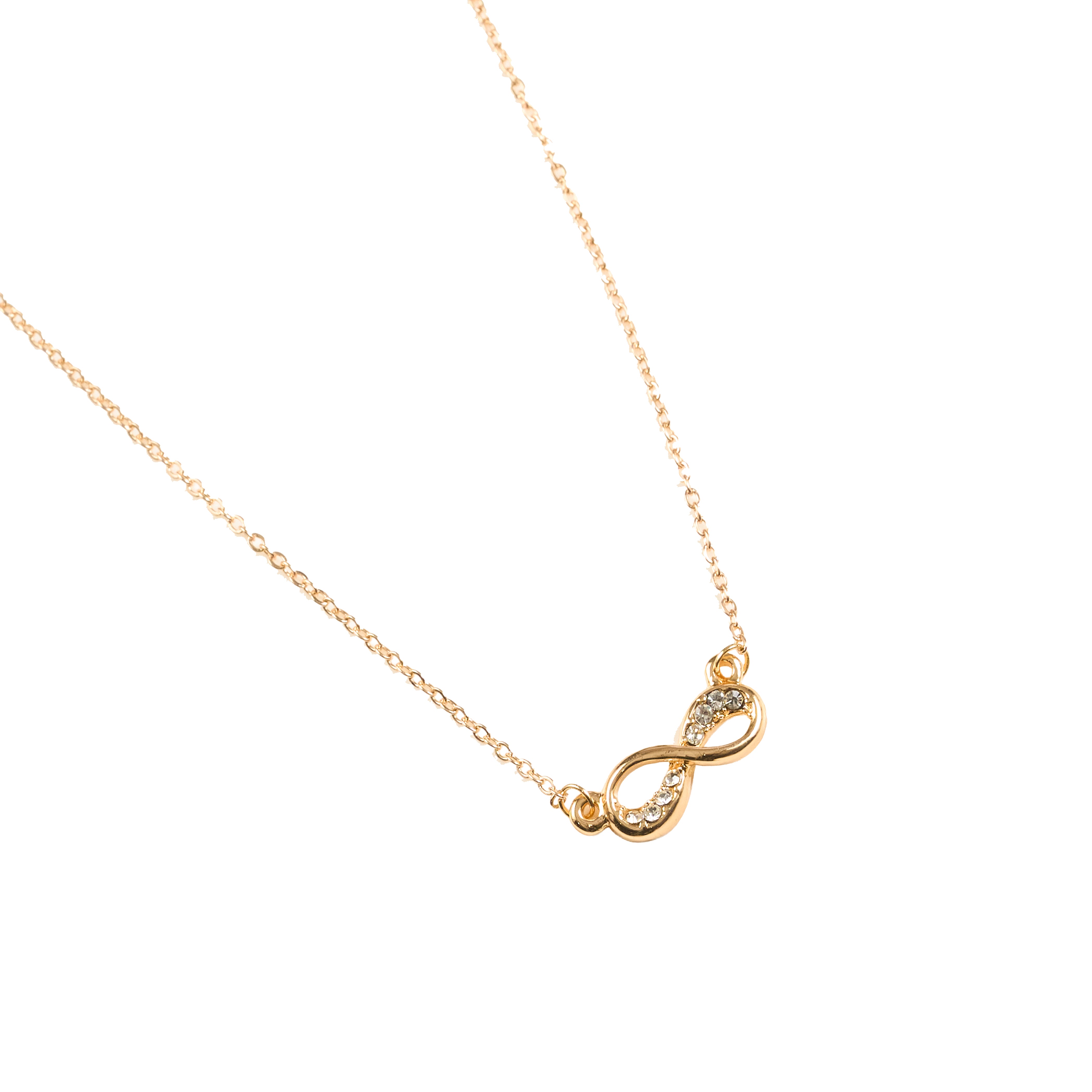 Infinity Pendant Necklace with Zircon Accents (18kt Gold Plated)