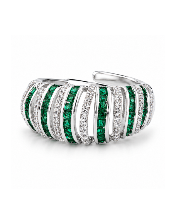 Opulent Layers Emerald Ring
