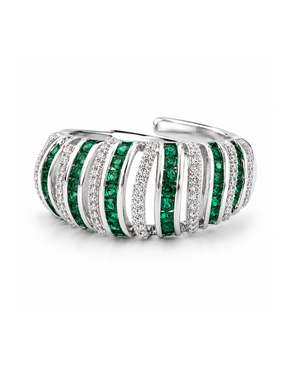 Opulent Layers Emerald Ring