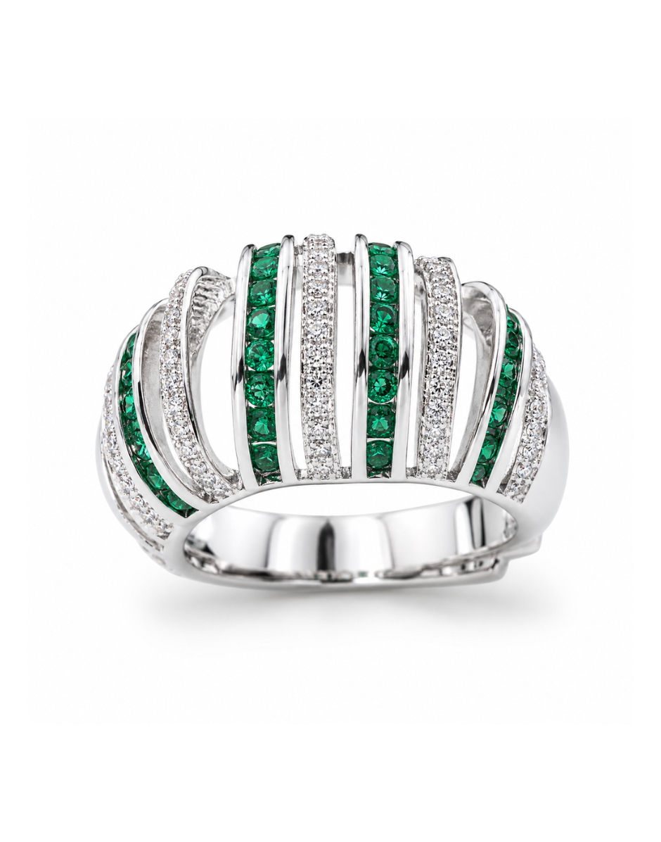 Opulent Layers Emerald Ring