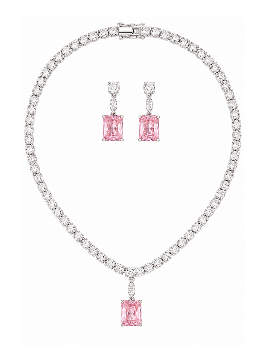 Aura Drop Tennis Statement Necklace Set