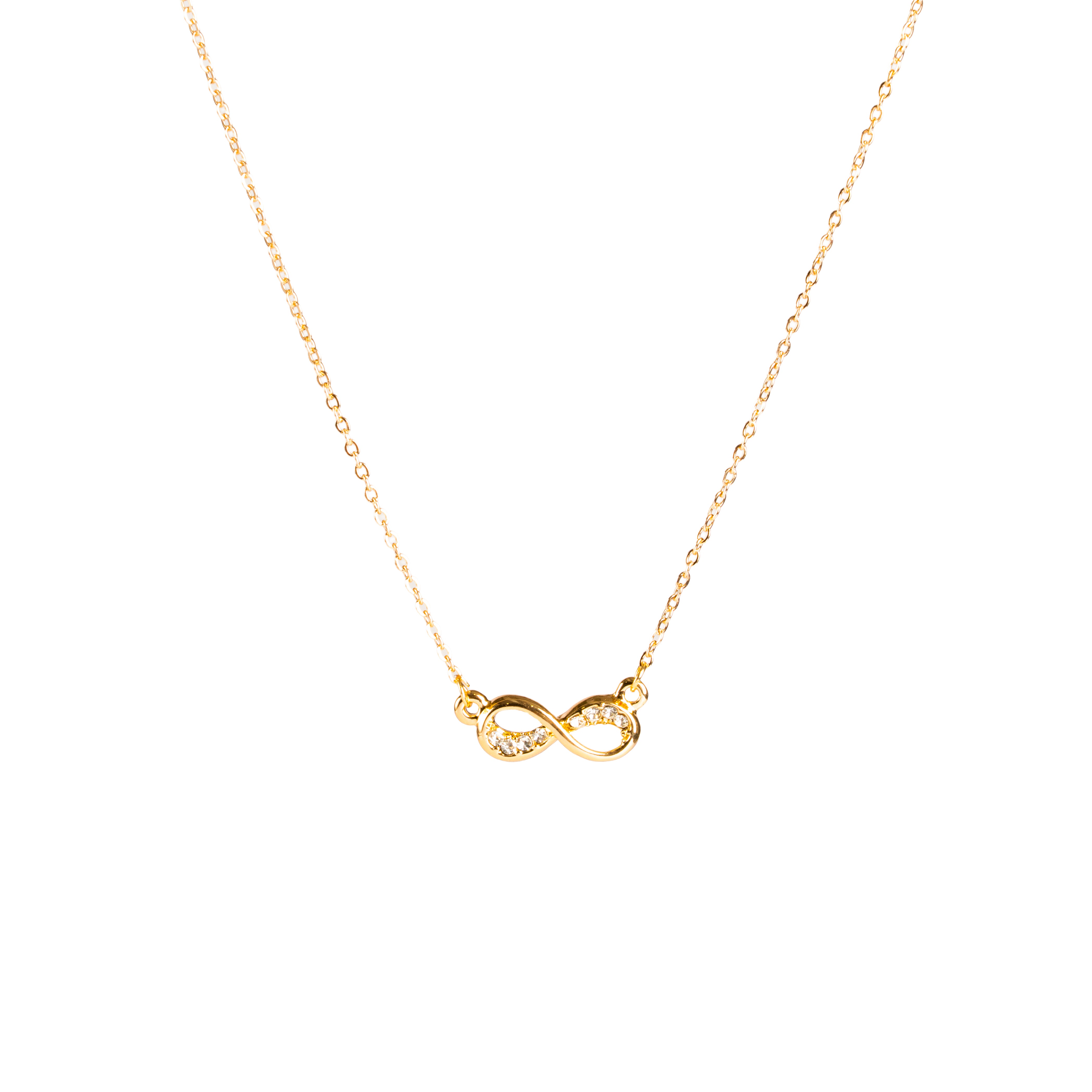 Infinity Pendant Necklace with Zircon Accents (18kt Gold Plated)