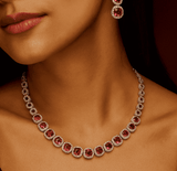 Ruby Reverie Necklace & Earrings set - Anoree