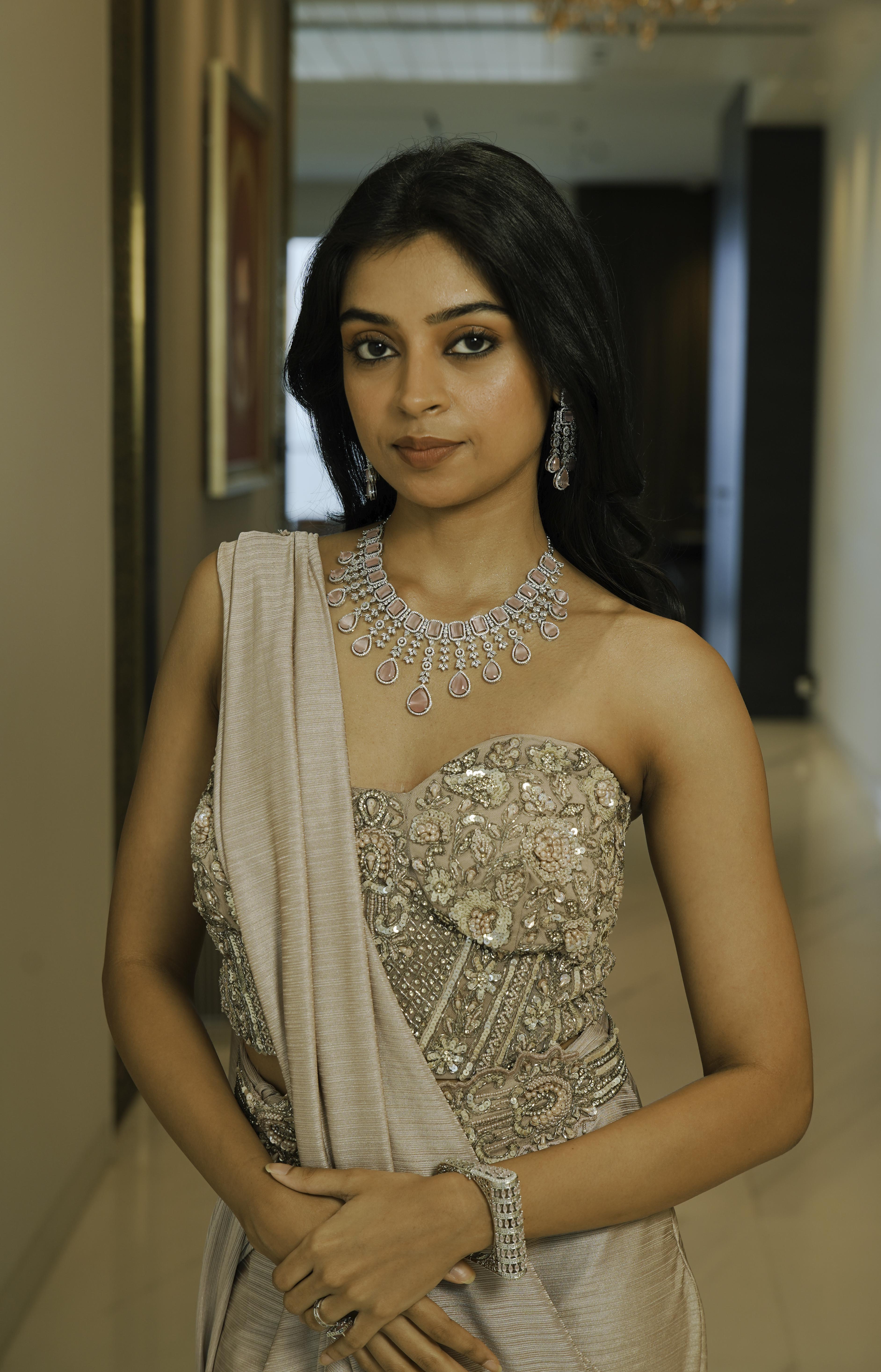 Roselle Drop Necklace & Earrings Set - Anoree