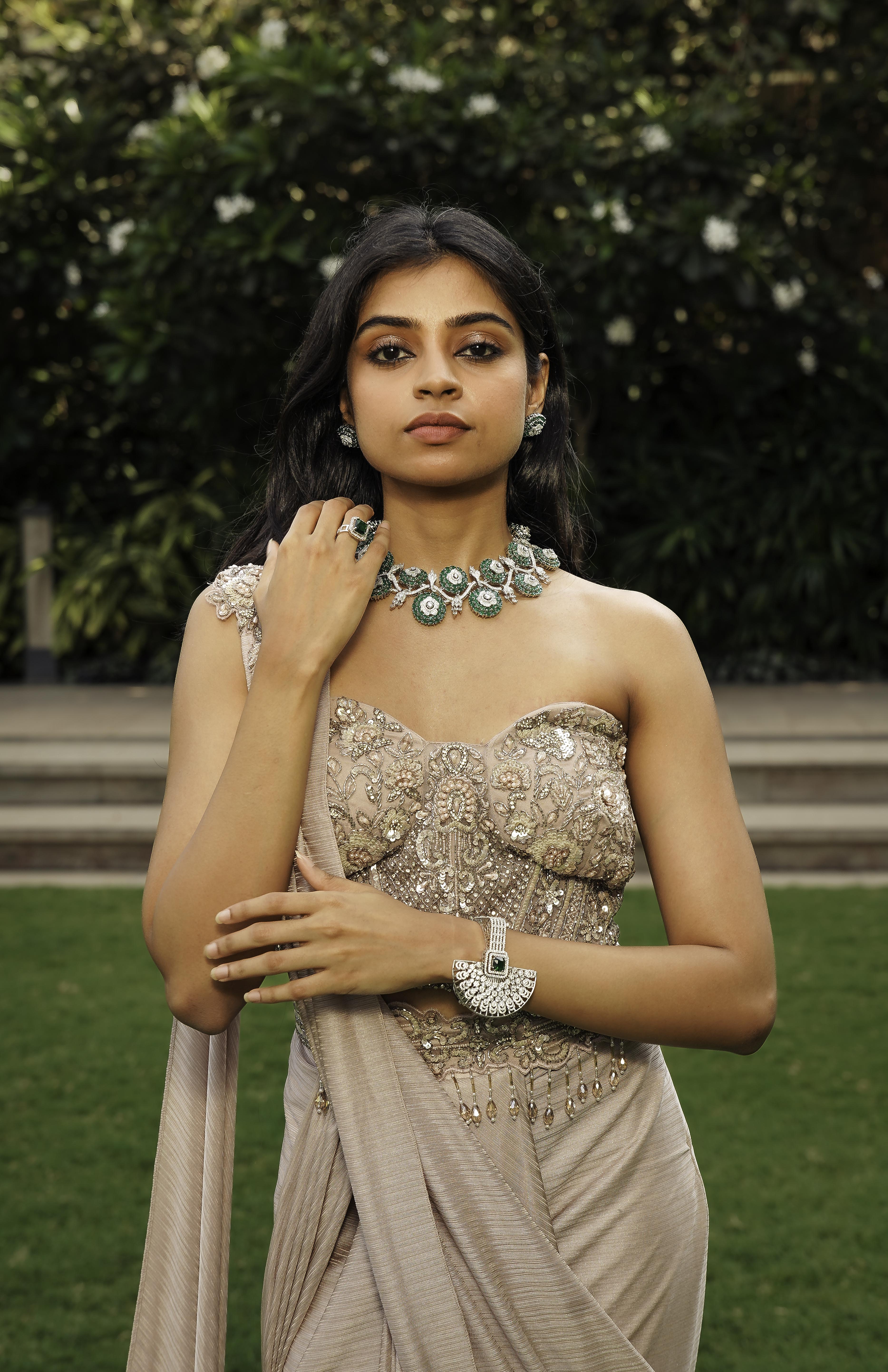 Zahra Verde Necklace & Earrings Set - Anoree