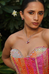 Crimson Bloom Mosaic Pendant & Earrings Set - Anoree