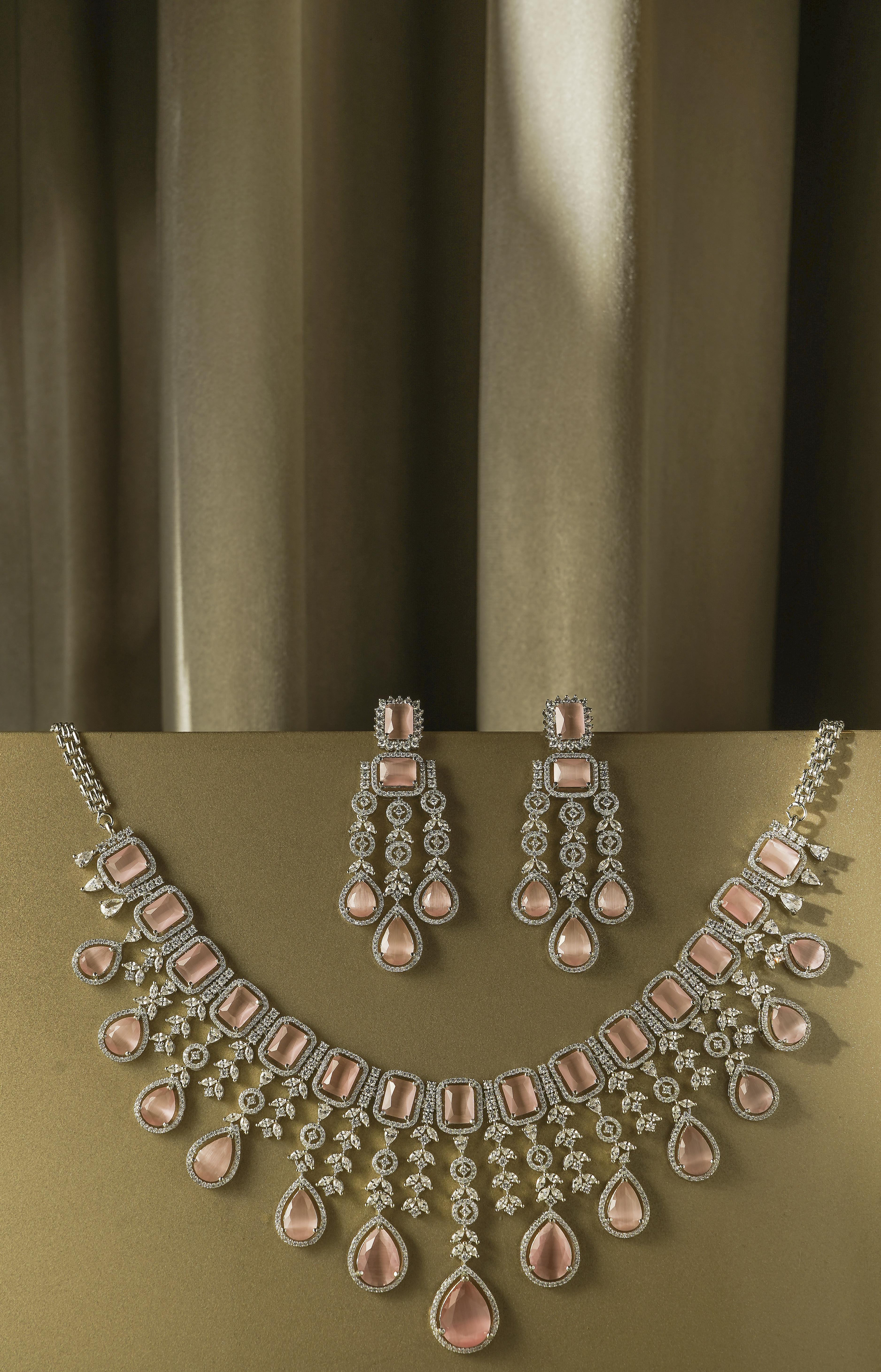 Roselle Drop Necklace & Earrings Set - Anoree
