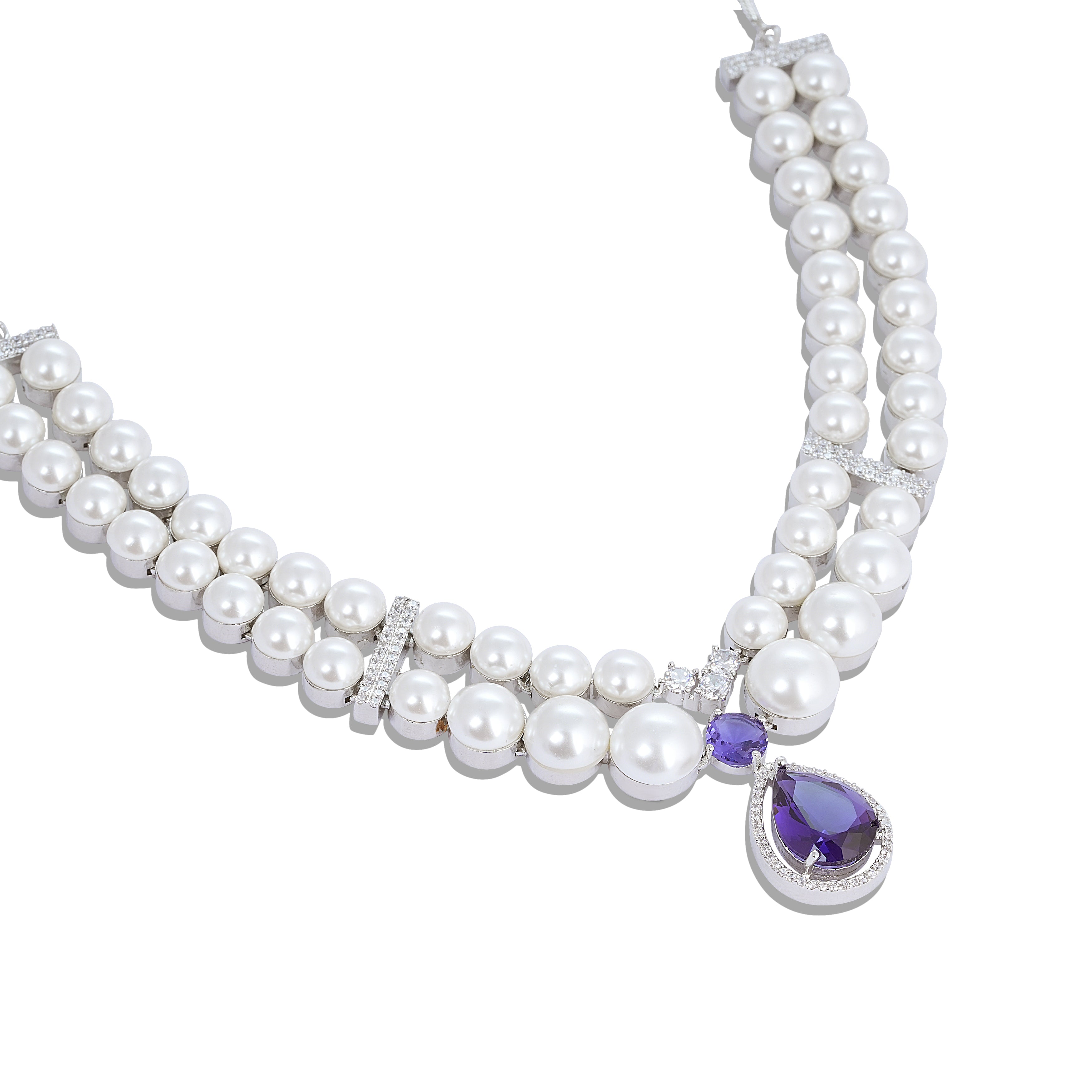Amethyst Pearl Necklace & Earrings Set - Anoree