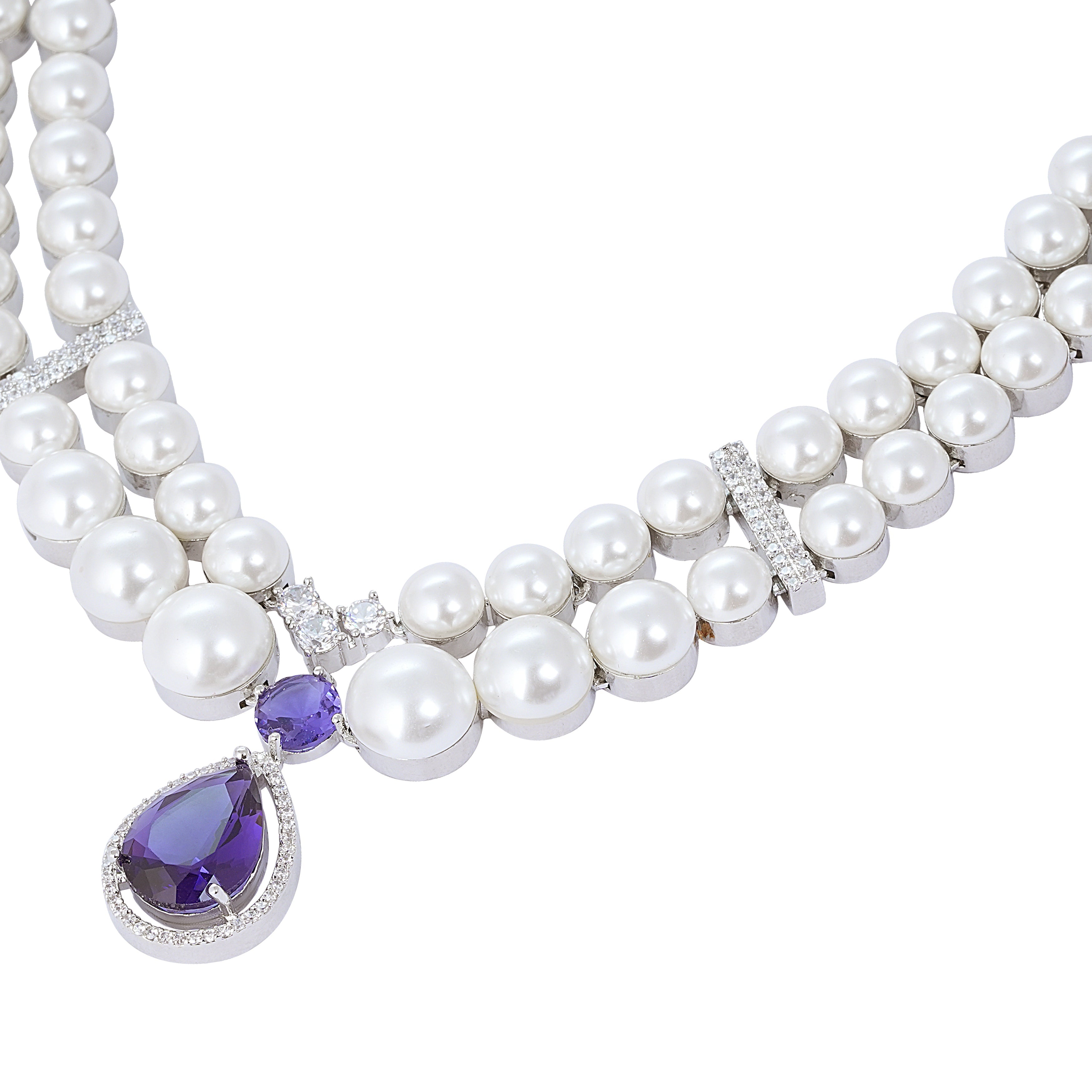 Amethyst Pearl Necklace & Earrings Set - Anoree