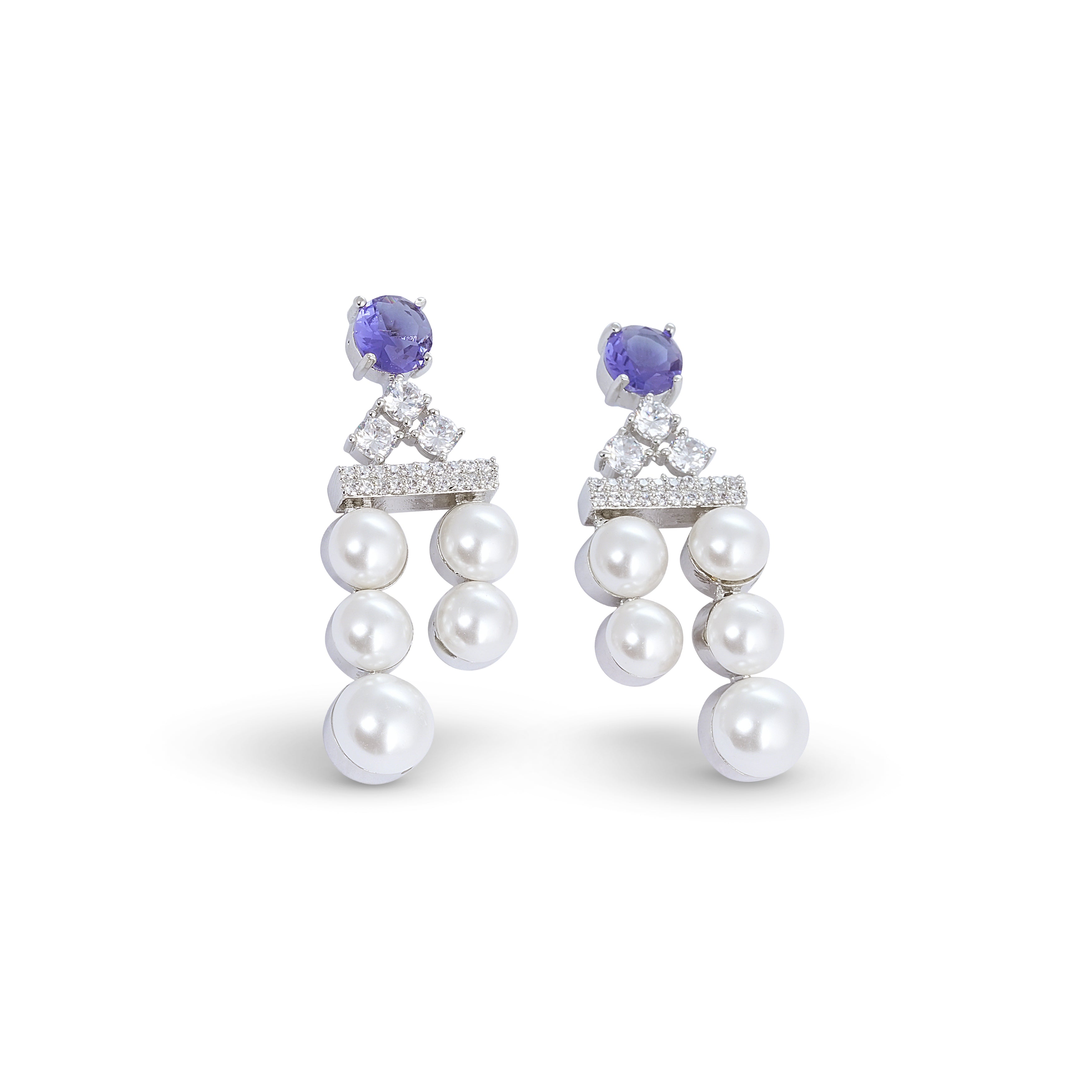 Amethyst Pearl Necklace & Earrings Set - Anoree