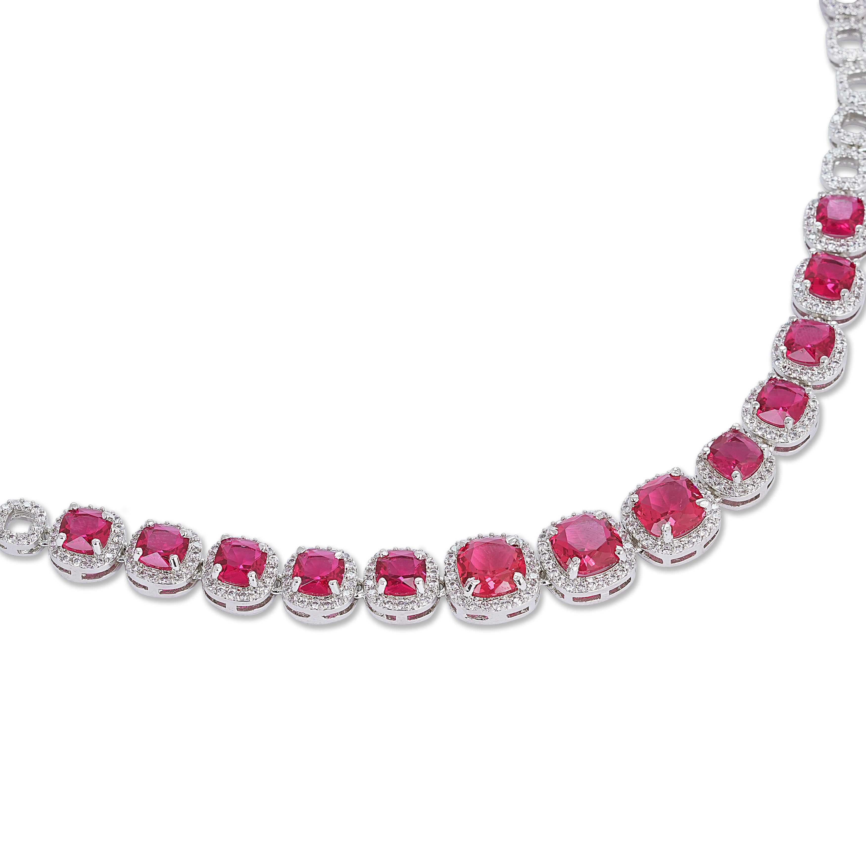 Ruby Reverie Necklace & Earrings set - Anoree