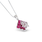 Crimson Bloom Mosaic Pendant & Earrings Set - Anoree