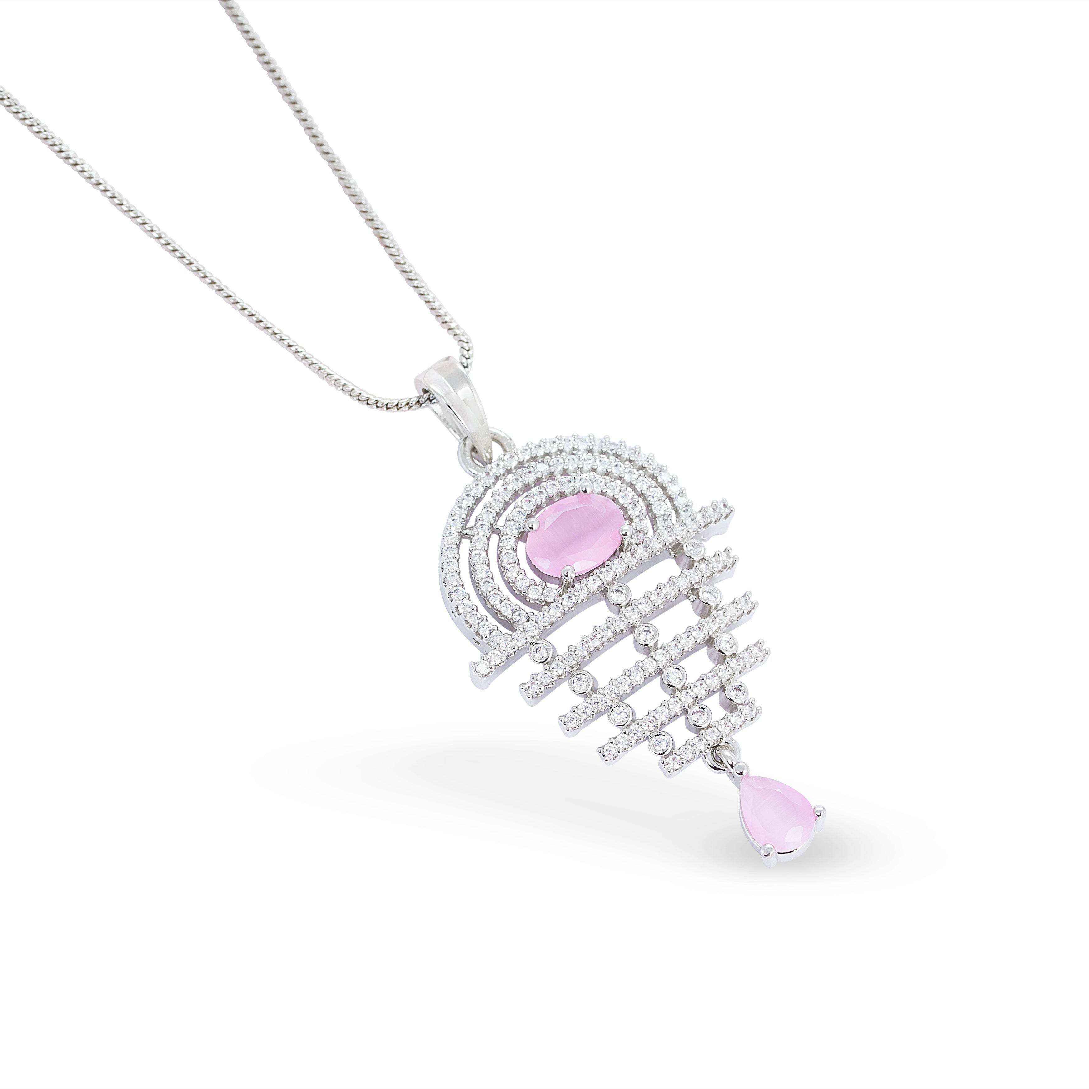 Pink Parabola Pendant & Earrings Set - Anoree
