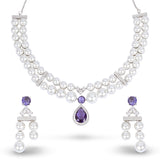 Amethyst Pearl Necklace & Earrings Set - Anoree