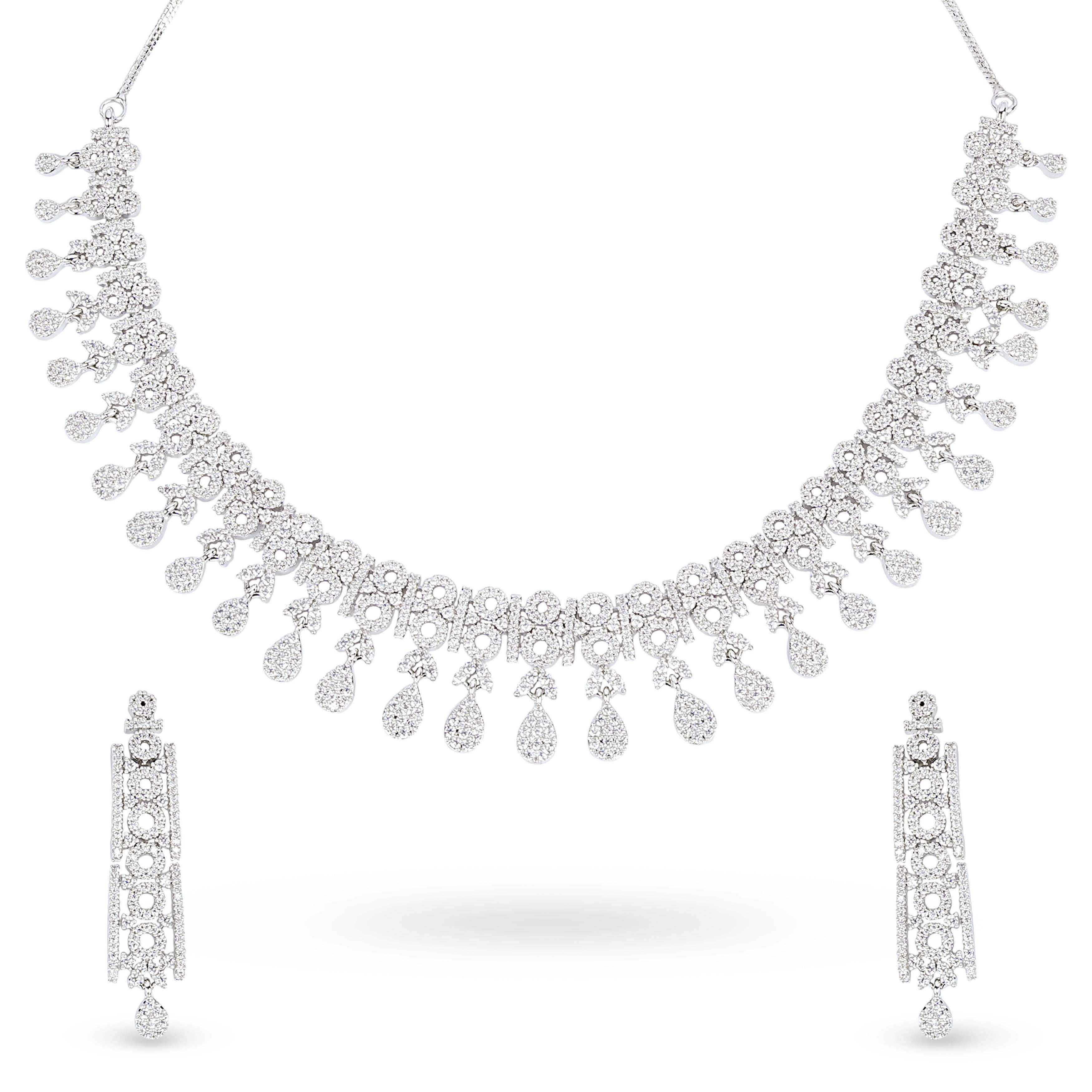 Crystal Diadem Necklace & Earrings Set - Anoree