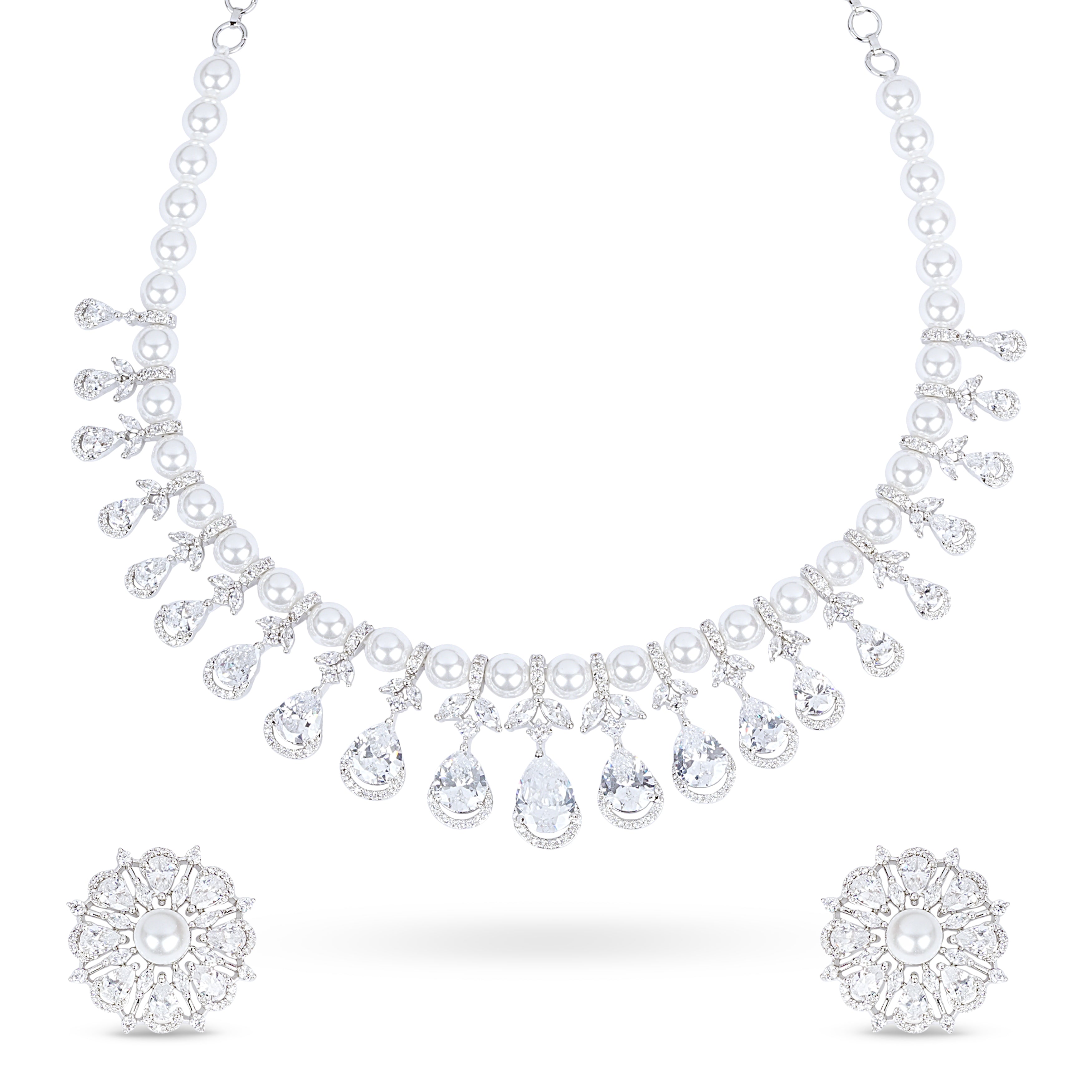 Noorika Pearl Necklace & Earrings Set - Anoree