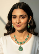 Heer Mahal Moissanite Necklace Set and Earrings