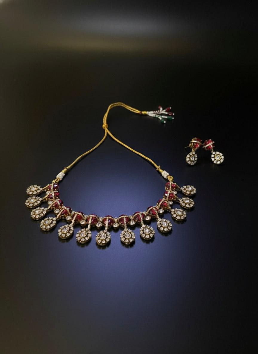 Sunehri Moissanite Necklace Set and Earrings