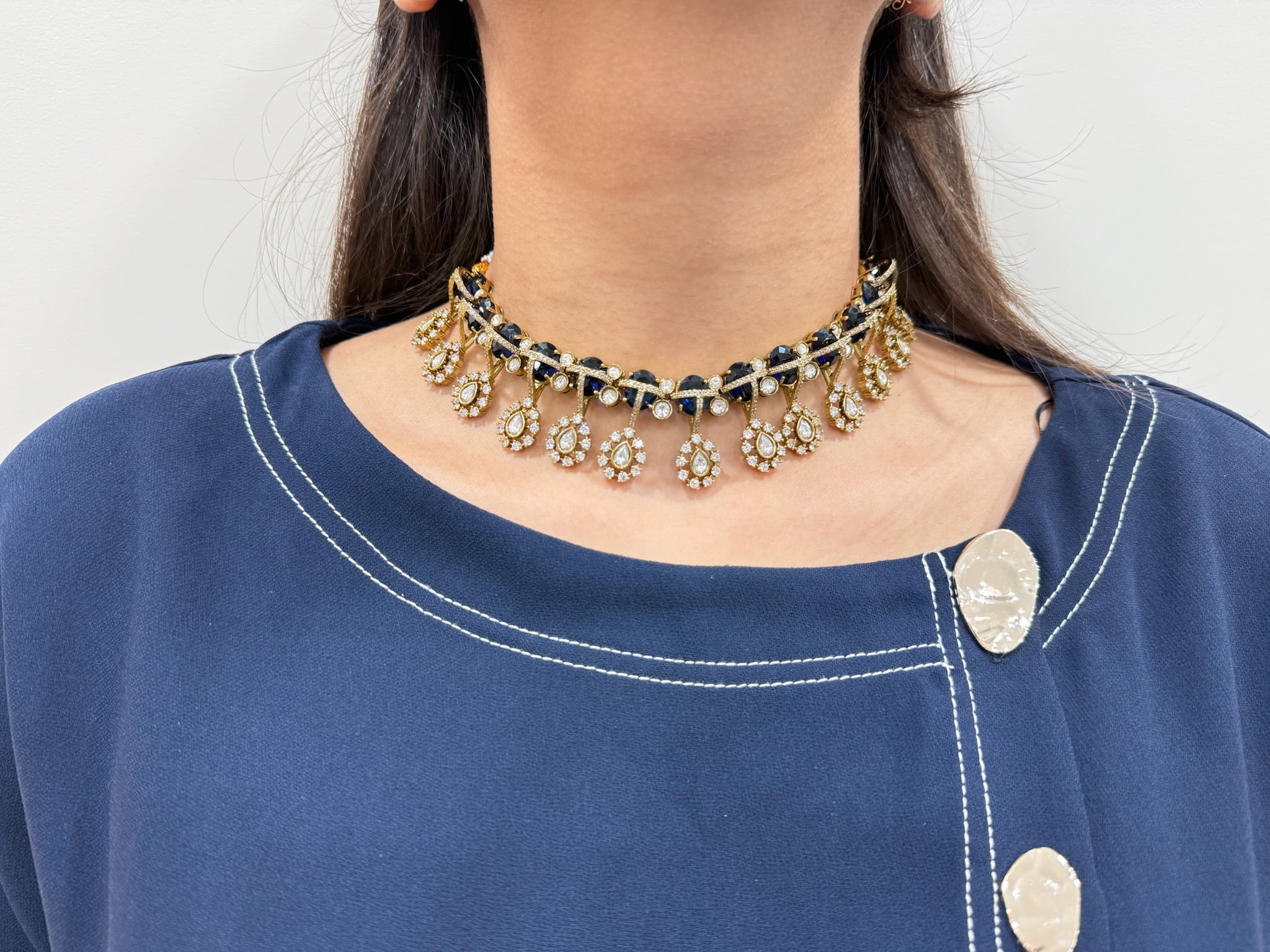 Sunehri Moissanite Necklace Set and Earrings