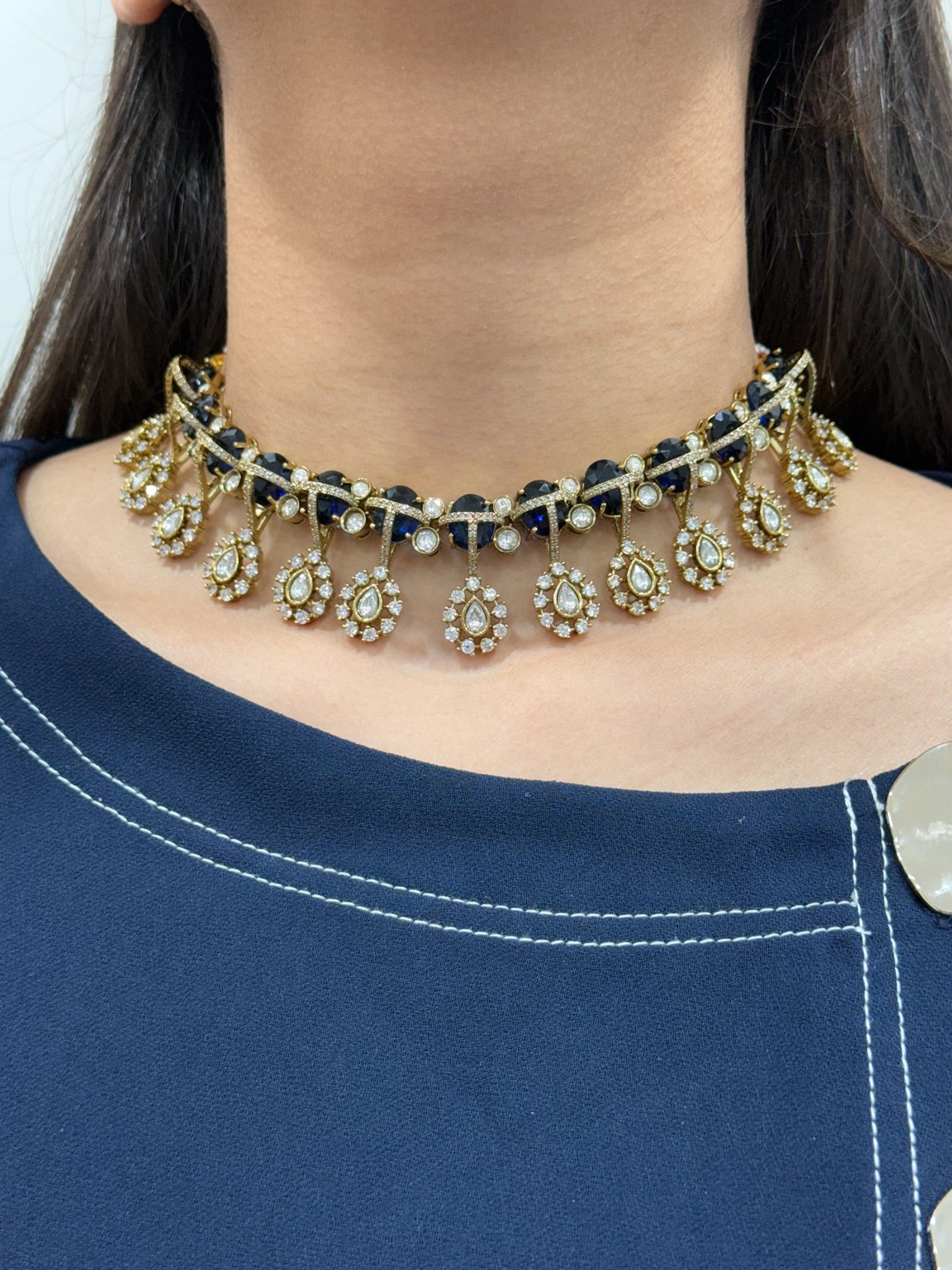 Sunehri Moissanite Necklace Set and Earrings