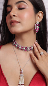 Ruby Royale PearlChoker & Earring Set