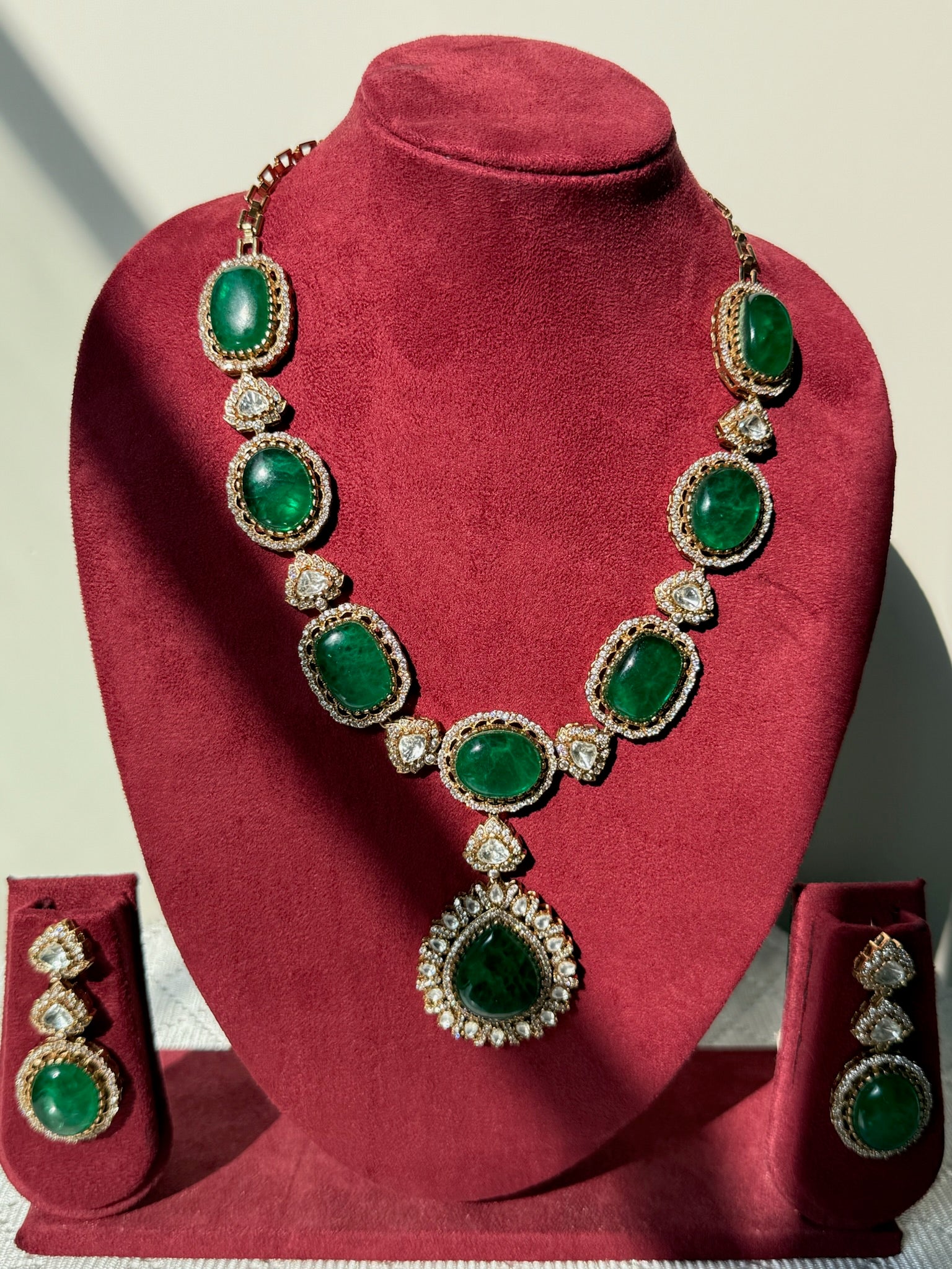 Rani Vilas Moissanite Necklace Set and Earrings