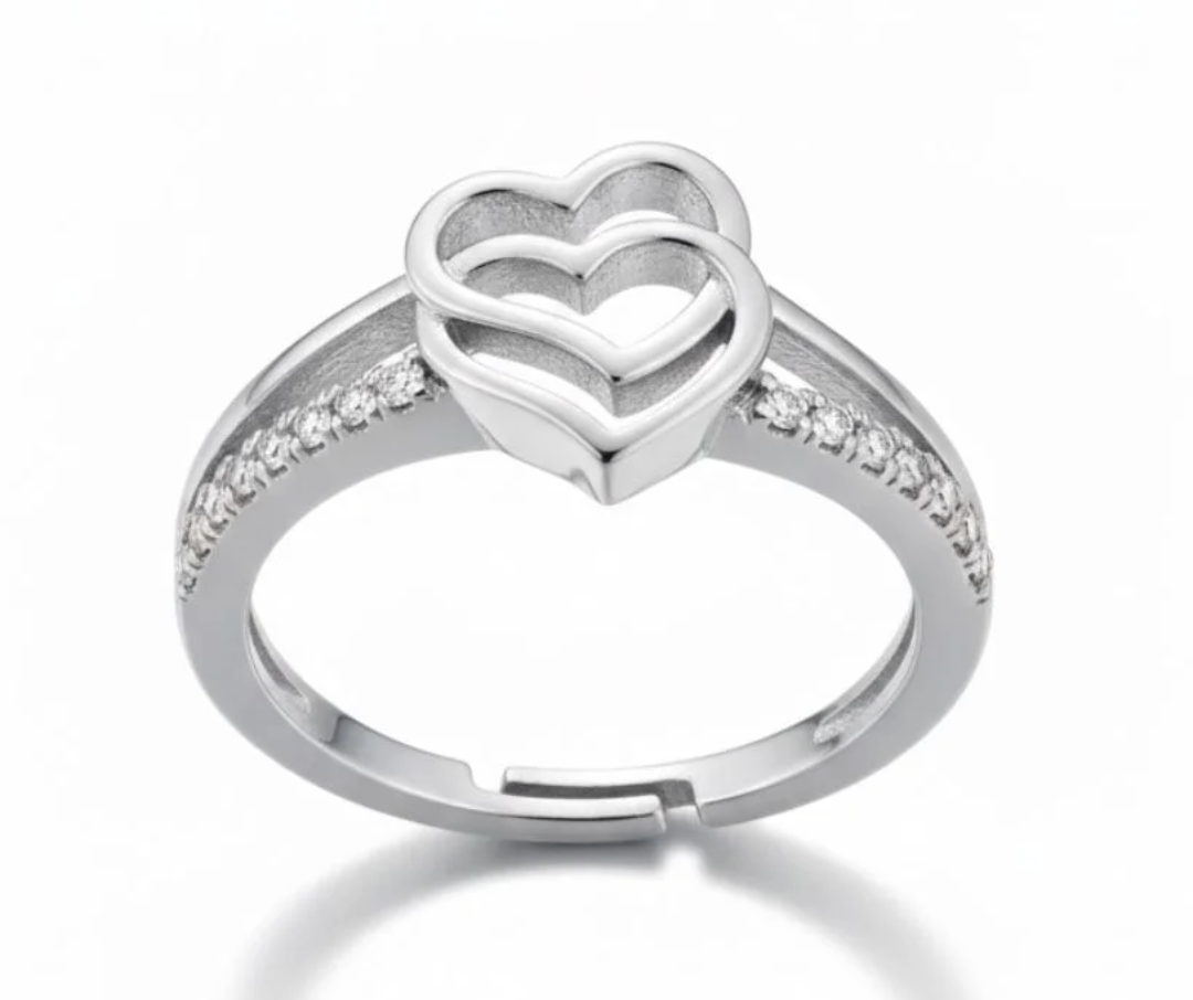 Anoree Twin Heart Sparkle Adjustable Ring