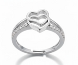 Anoree Twin Heart Sparkle Adjustable Ring
