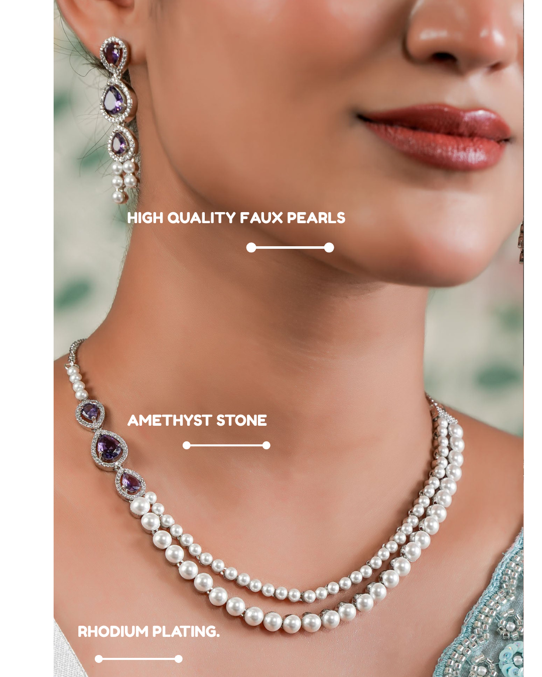 Amethyst Éclat Pearl Necklace & Earrings Set