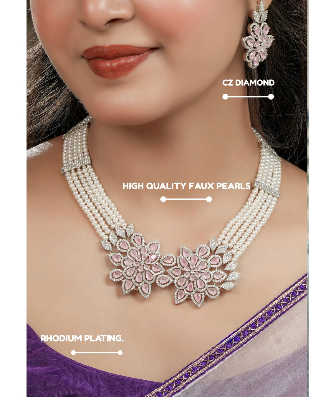 Maharani Suniti Devi Pearl Necklace & Earring Set