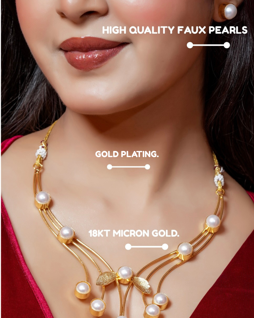 Leaf of Light Pearl Necklace & Earring Set