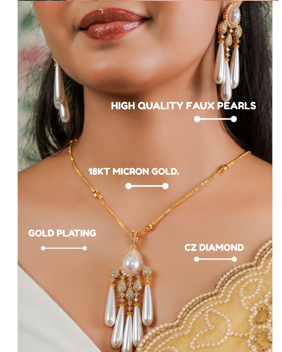 Pearl Chandelier Pearl Pendant & Earring Set