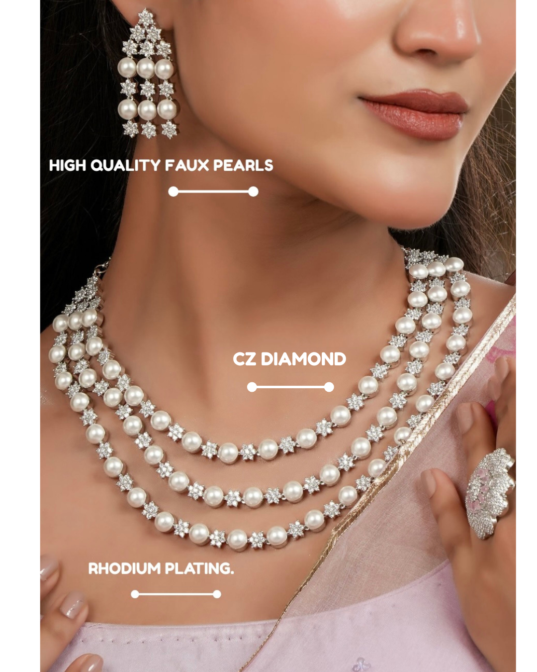 Maharani Gayatri Devi Pearl Necklace & Earring Set