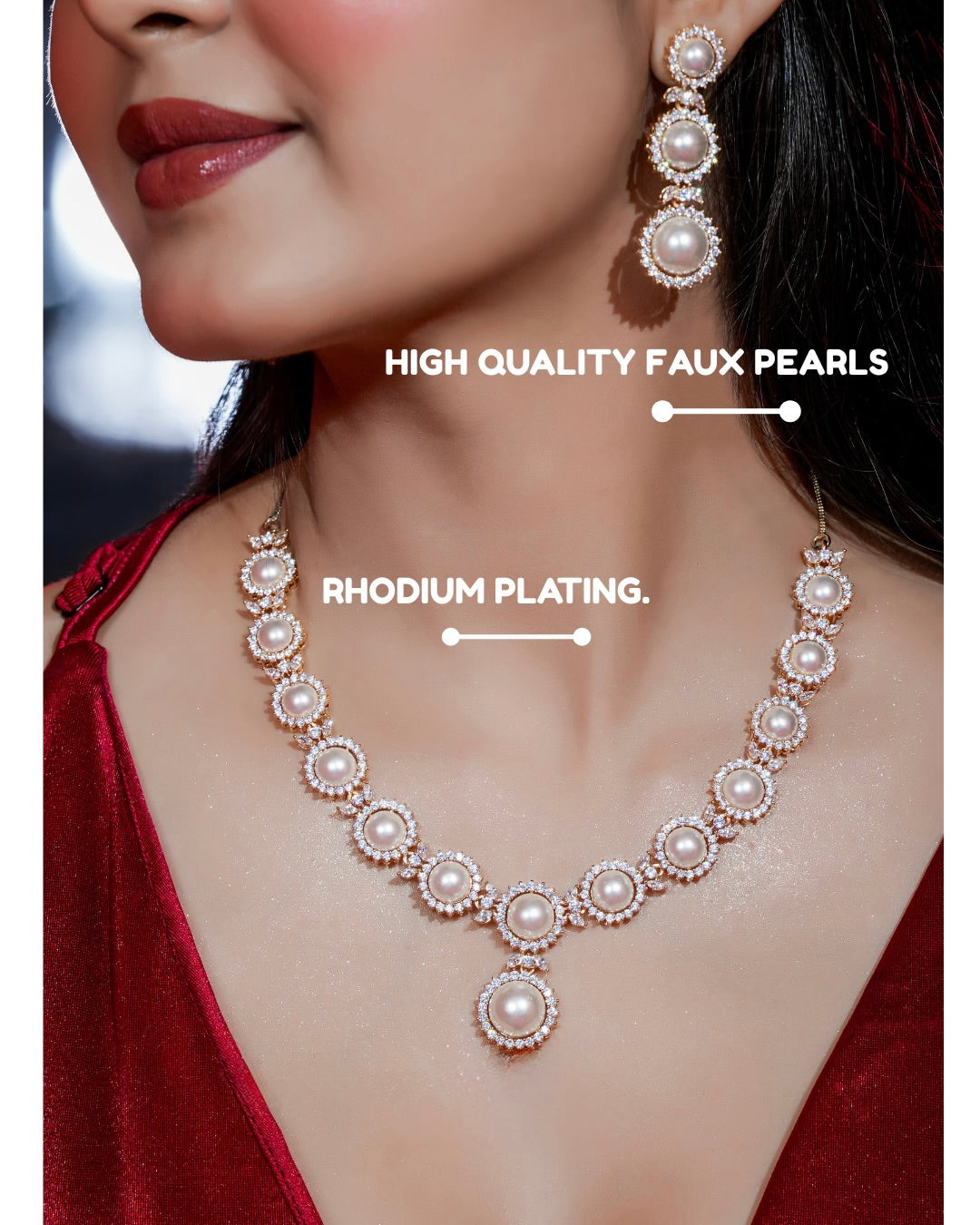 Princess Diana Pearl Necklace & Earring Set