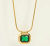 Emerald Necklace | 18K Gold Plated | Stainless Steel | Tarnish-Free | Waterproof | Demi-Fine