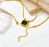 Emerald Necklace | 18K Gold Plated | Stainless Steel | Tarnish-Free | Waterproof | Demi-Fine