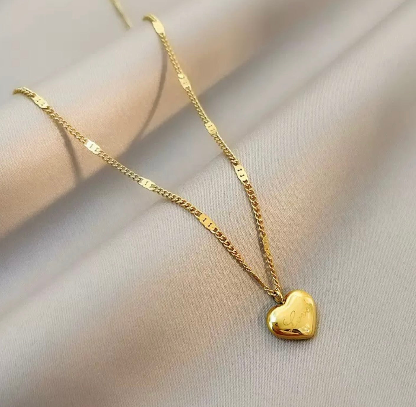 Dainty Heart Pendant with Chain 18KT Gold Plated Demi-Fine Necklace