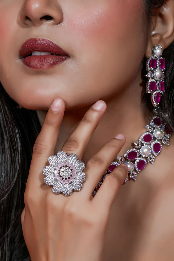 Floral Blush Cocktail Ring