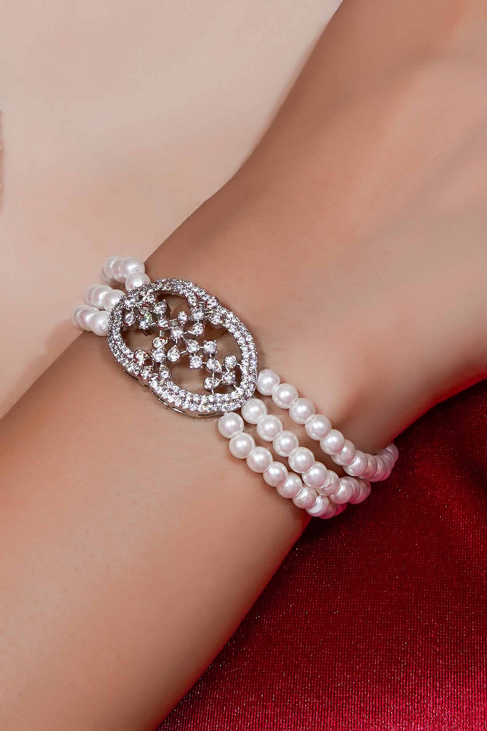 Celeste Pearl Halo Bracelet