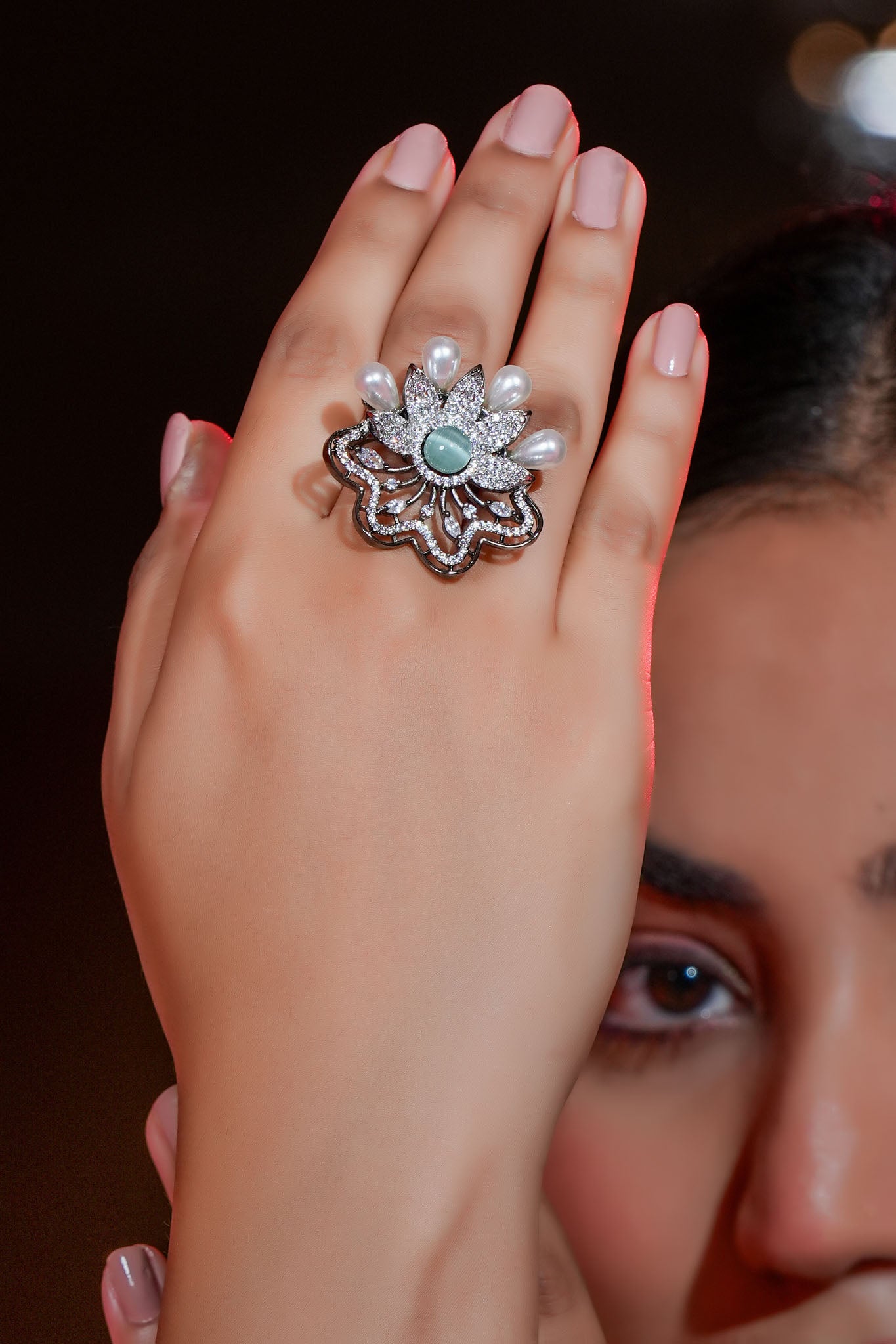 Lotus Bloom Pearl Ring