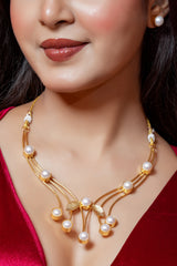 Leaf of Light Pearl Necklace & Earring Set