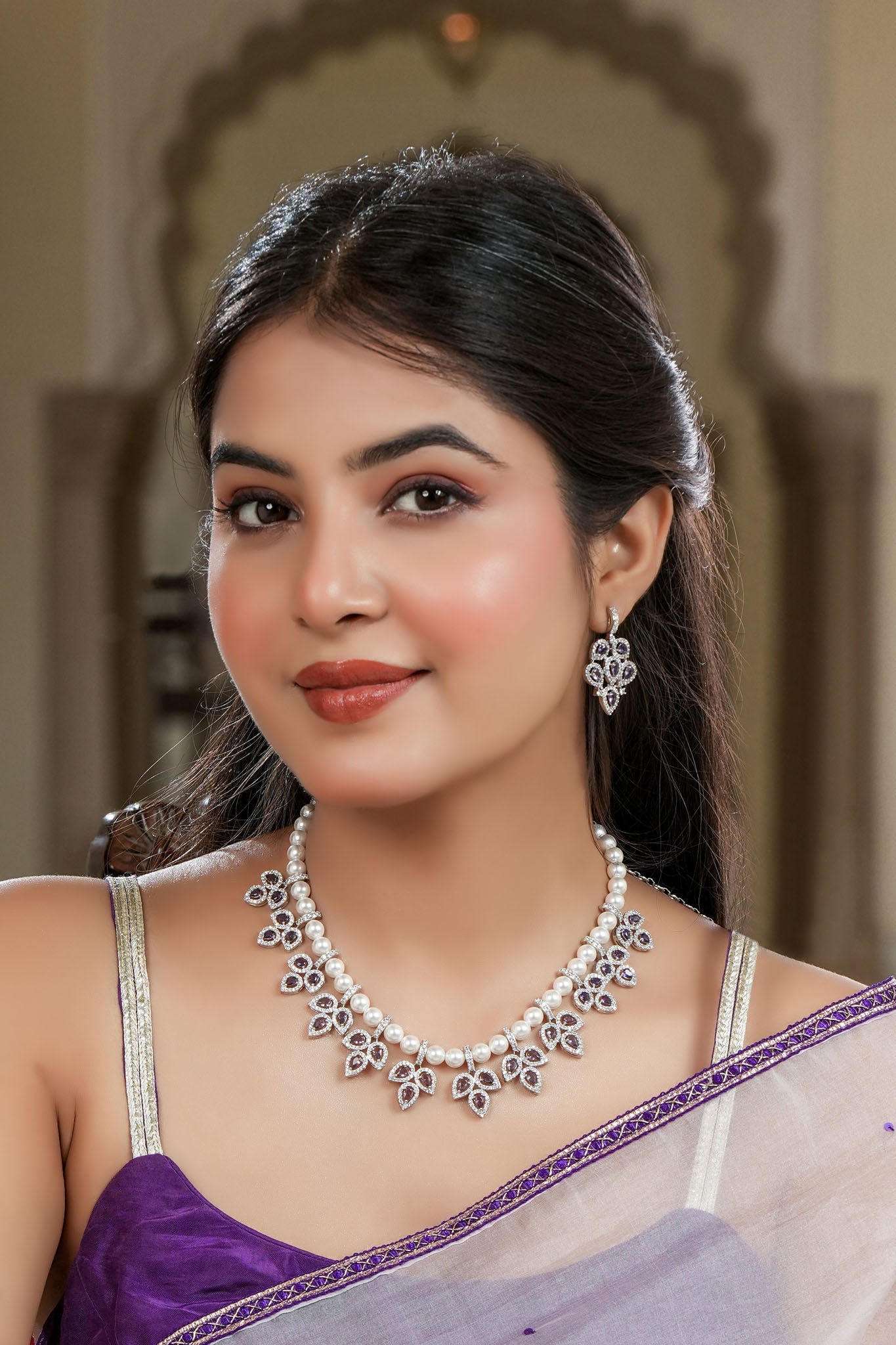 Maharani Indira Devi Pearl Necklace & Earring Set