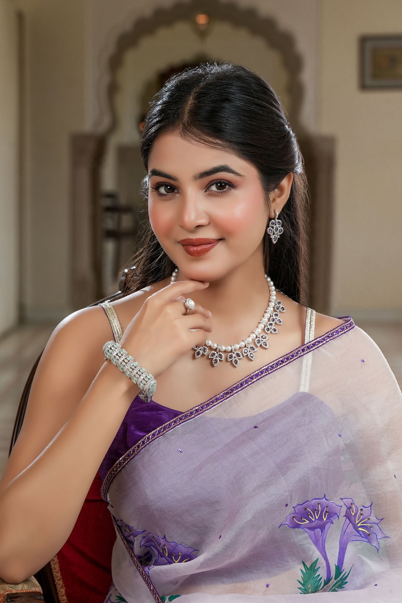 Maharani Indira Devi Pearl Necklace & Earring Set