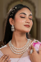 Maharani Gayatri Devi Pearl Necklace & Earring Set