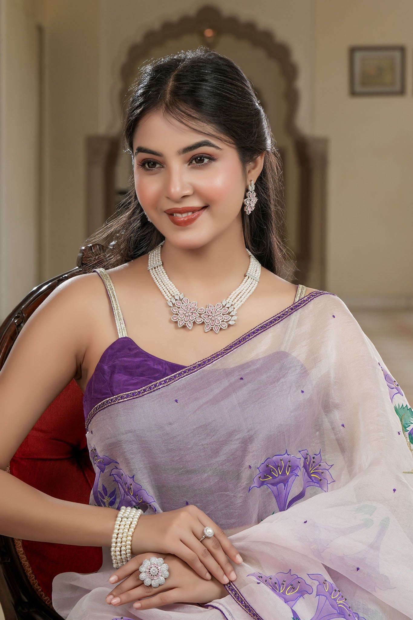 Maharani Suniti Devi Pearl Necklace & Earring Set