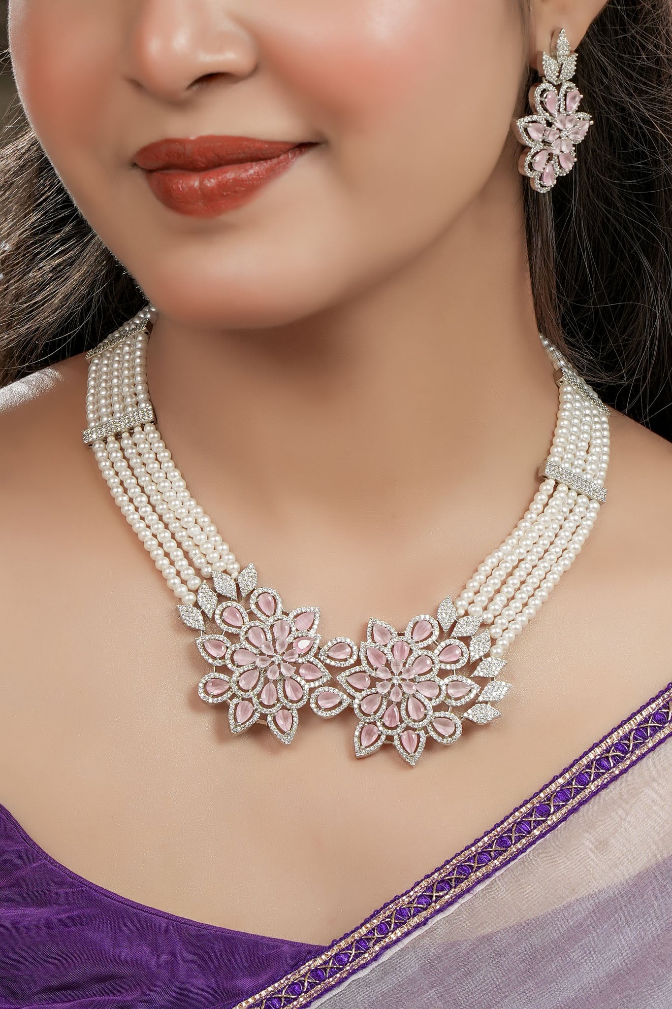 Maharani Suniti Devi Pearl Necklace & Earring Set