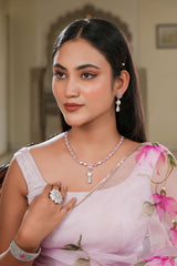 Rosé Symphony Pearl Necklace & Earring Set