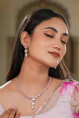 Rosé Symphony Pearl Necklace & Earring Set